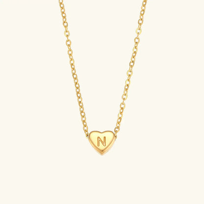 [AuraEcho]Heart Initial Gold Necklace
