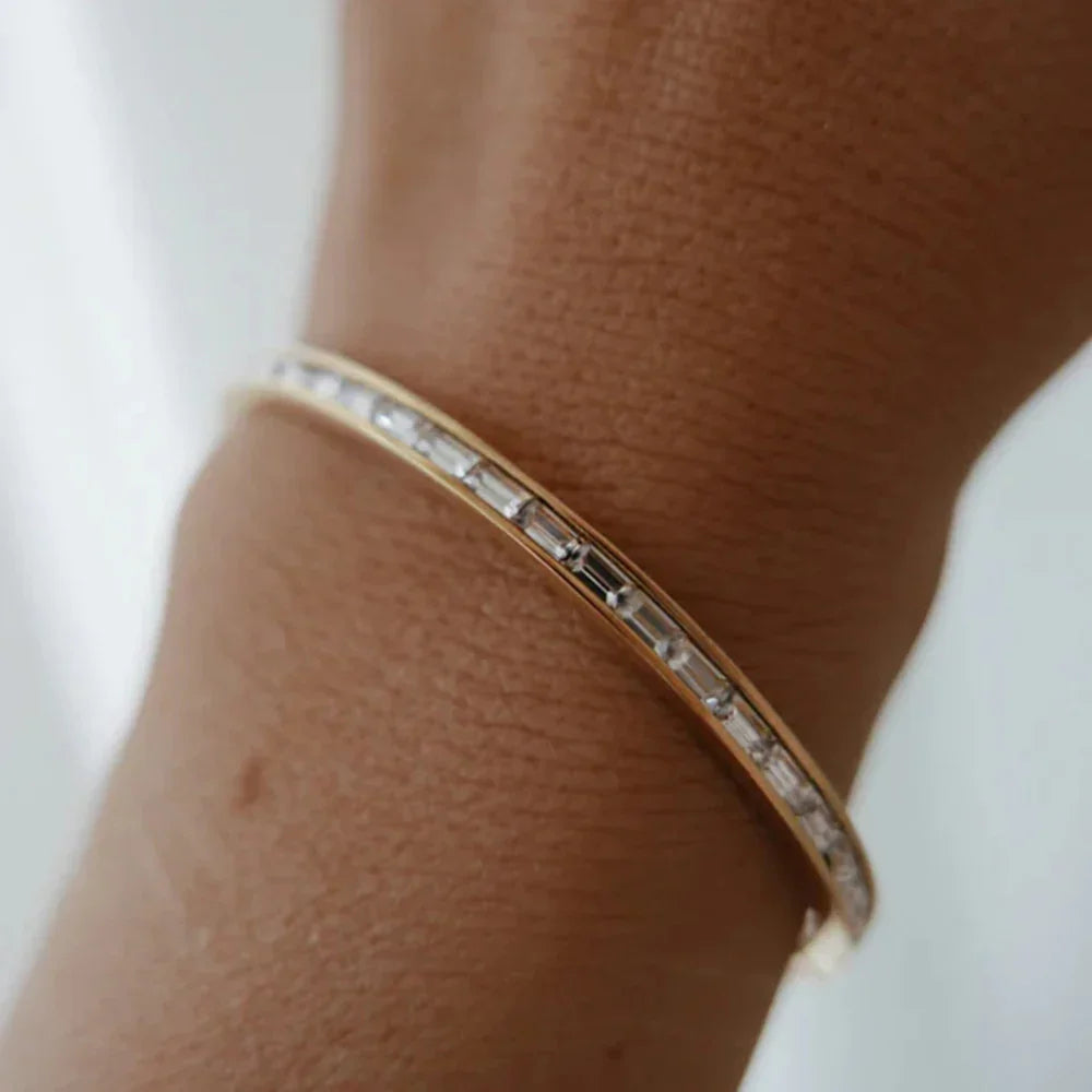 [AuraEcho]Grace Gold Diamond Bangle