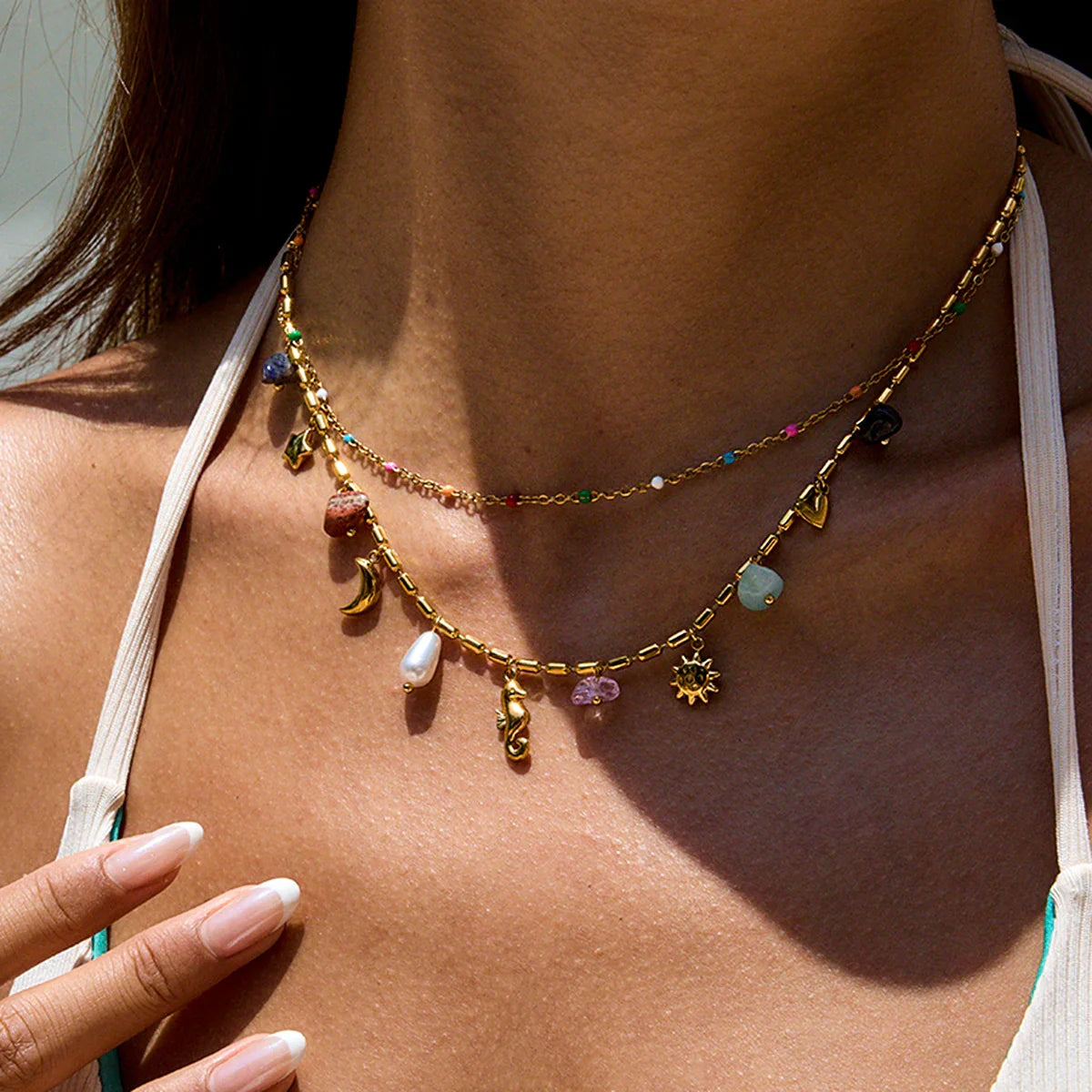 [AuraEcho]Cambria Coastal Charm Layered Necklace