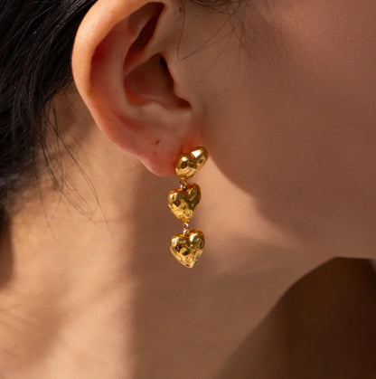 [AuraEcho]Heather Heart Gold Earrings