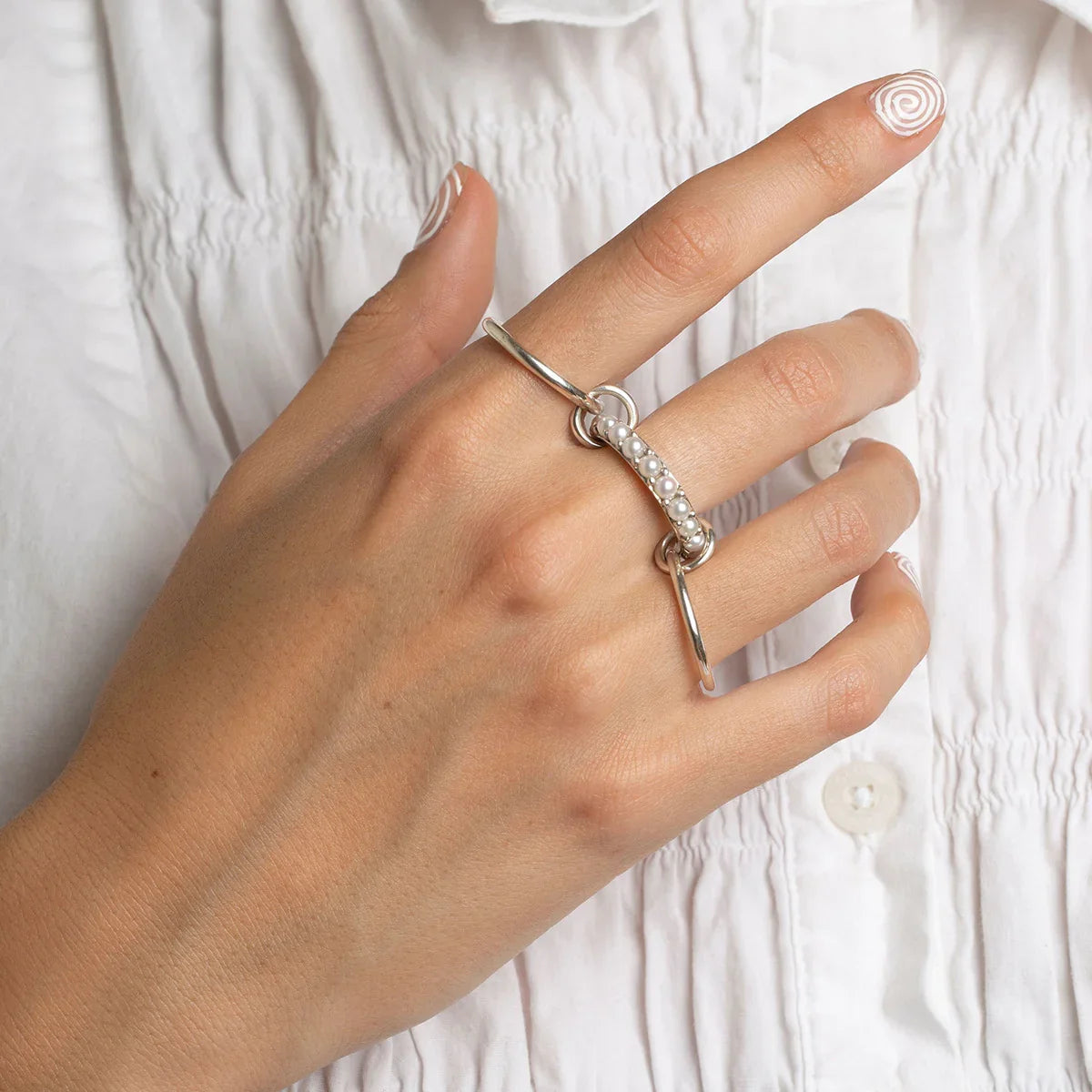 [AuraEcho]Mikayla Stacked Freshwater Pearl Ring