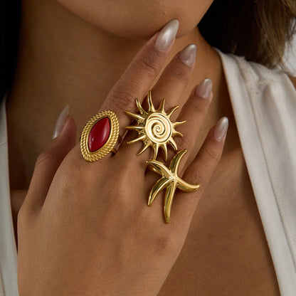 [AuraEcho]Oceanic Gold Starfish Ring