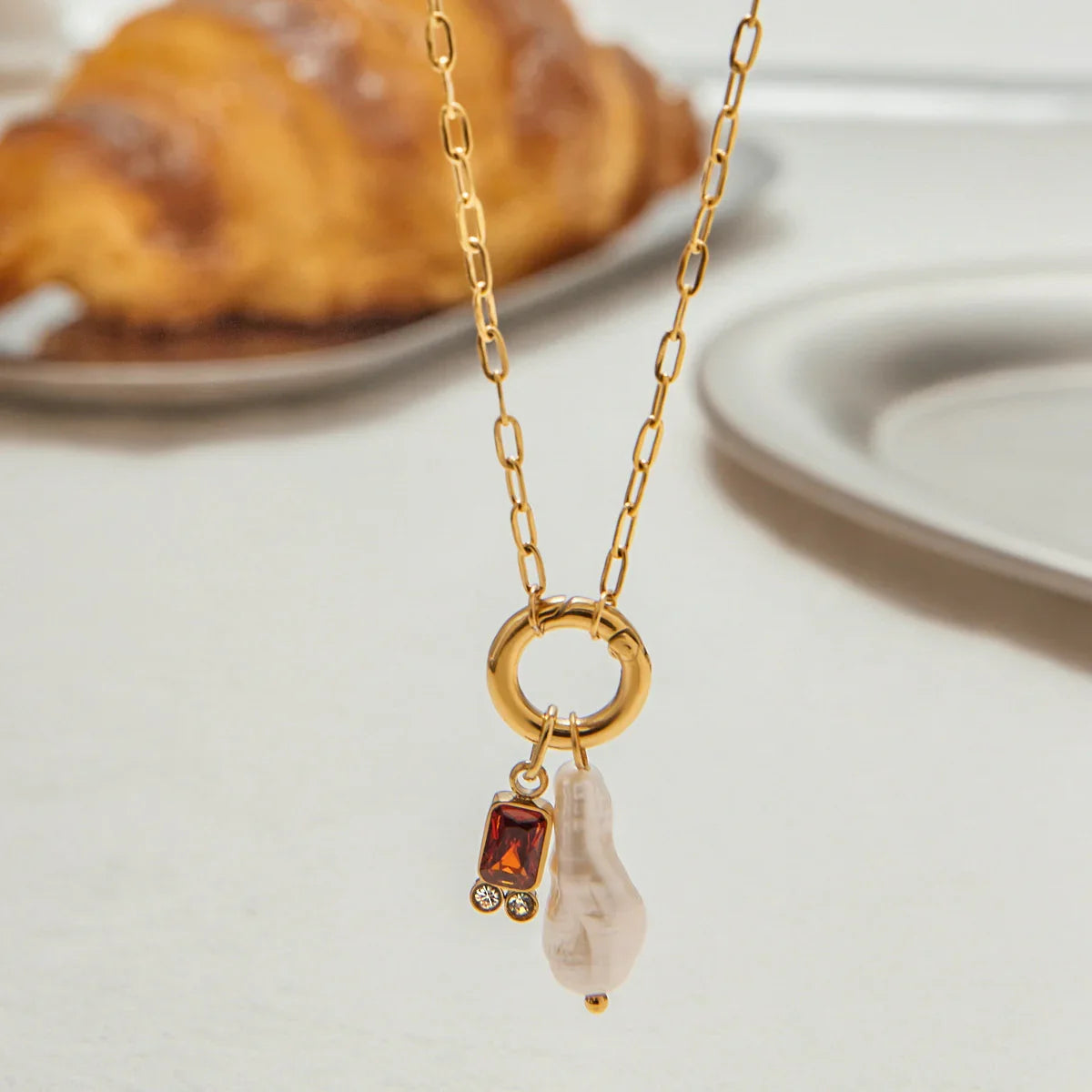 [AuraEcho]Caitlin Birthstone Pearl Necklace