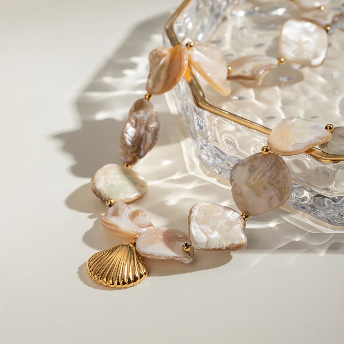 [AuraEcho]Aquamarine Seashell Necklace