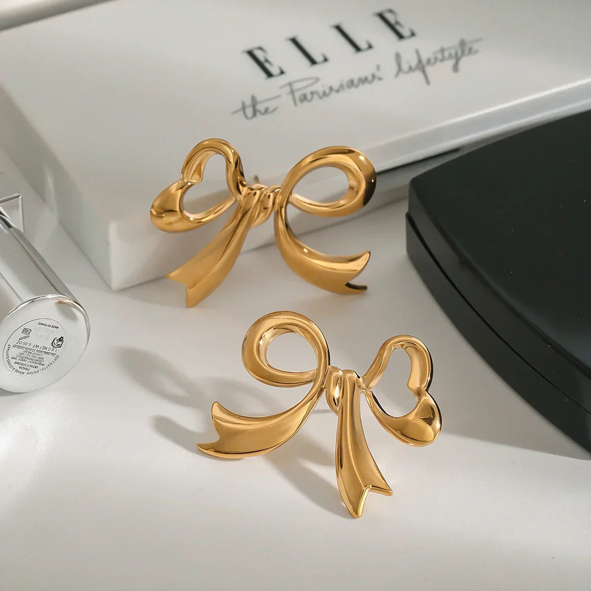 [AuraEcho]Carissa Gold Bowtie Earrings
