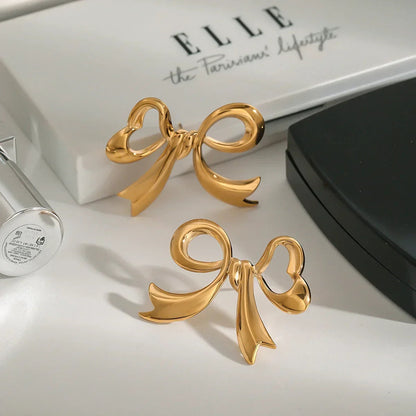[AuraEcho]Carissa Gold Bowtie Earrings