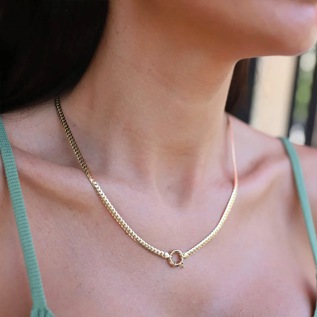 [AuraEcho]Gardenia Gold Herringbone Pendant