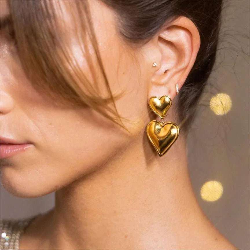 [AuraEcho]Zofia Gold Heart Earrings