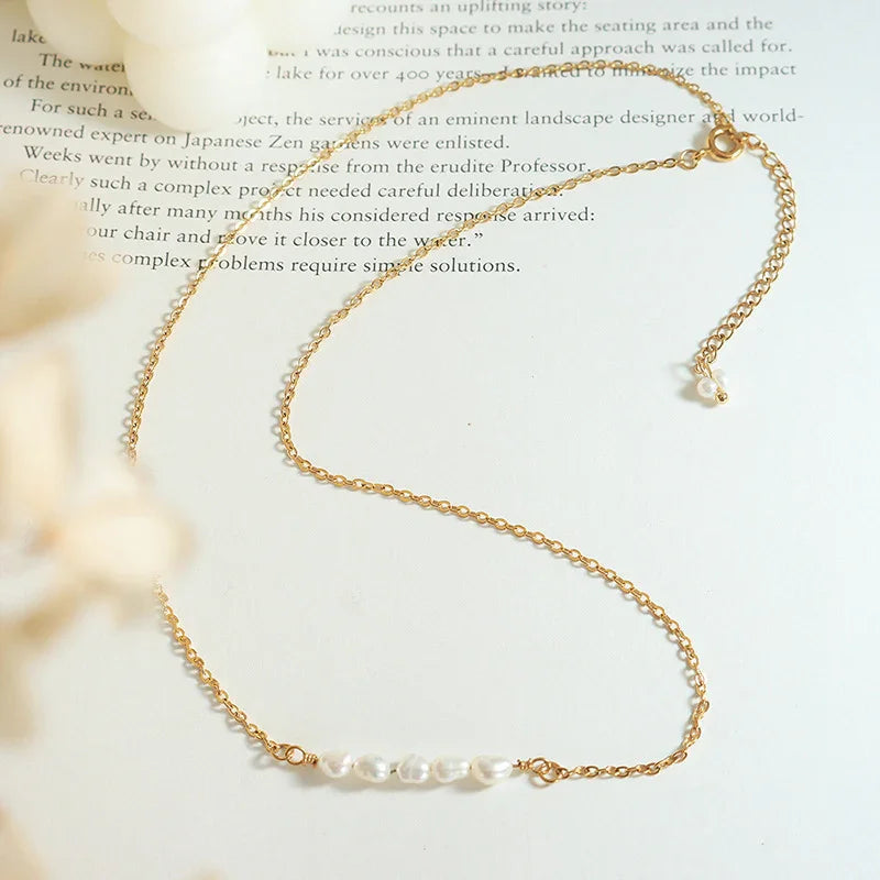 [AuraEcho]Fleur Freshwater Pearl Gold Necklace