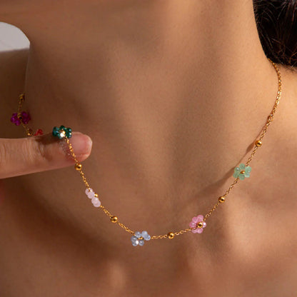 [AuraEcho]Azalea Floral Gold Necklace