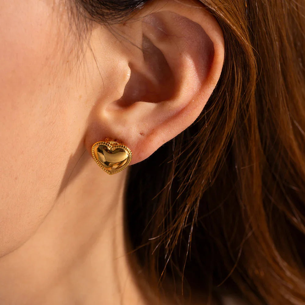 [AuraEcho]Ruth Heart Gold Earrings
