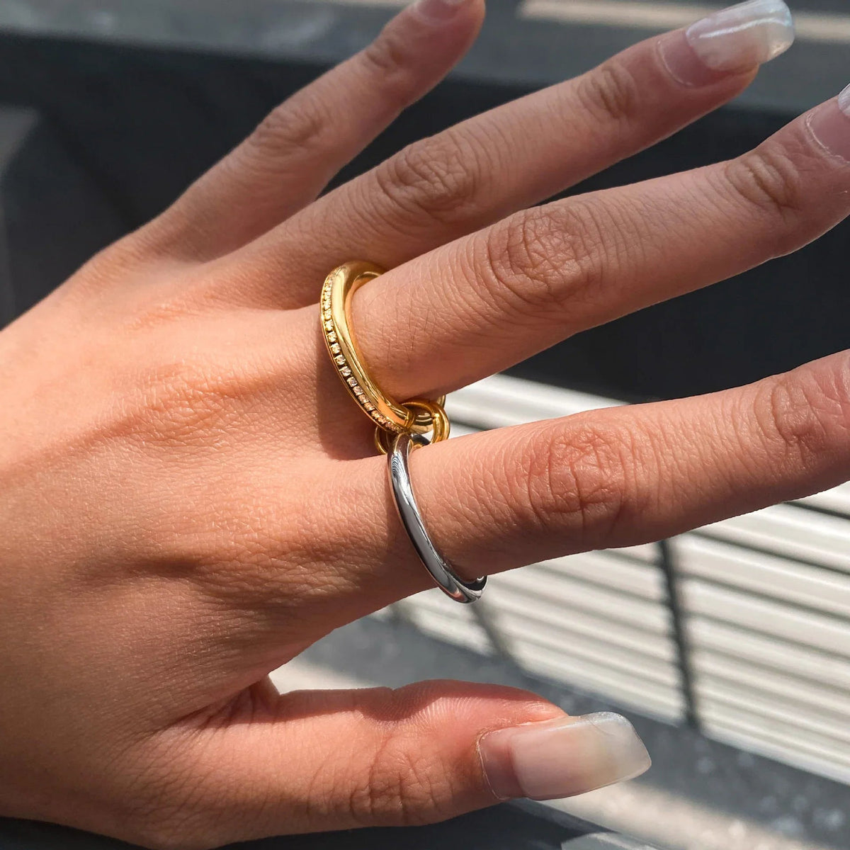 [AuraEcho]Claire Two Tone Ring Stack