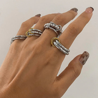 [AuraEcho]Desiree Stacked Diamond Ring