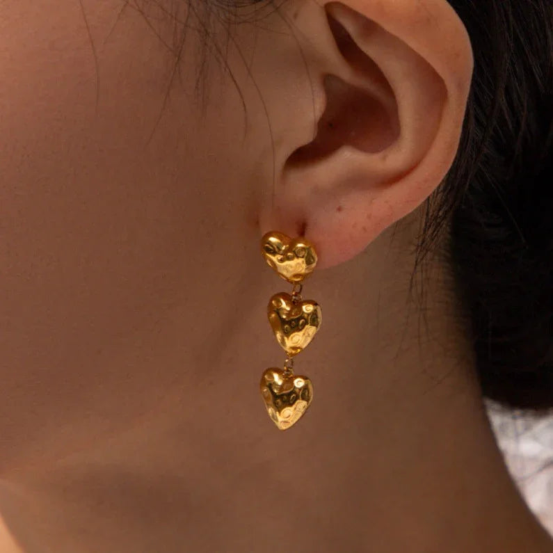 [AuraEcho]Heather Heart Gold Earrings