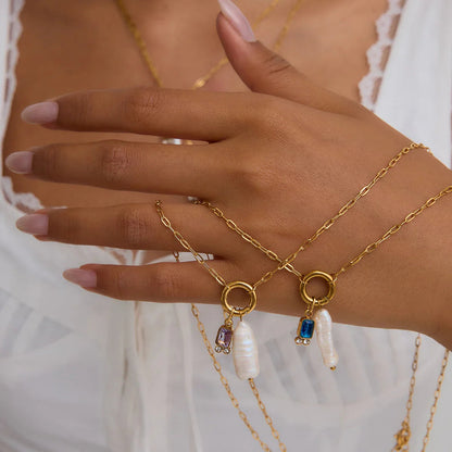 [AuraEcho]Caitlin Birthstone Pearl Necklace