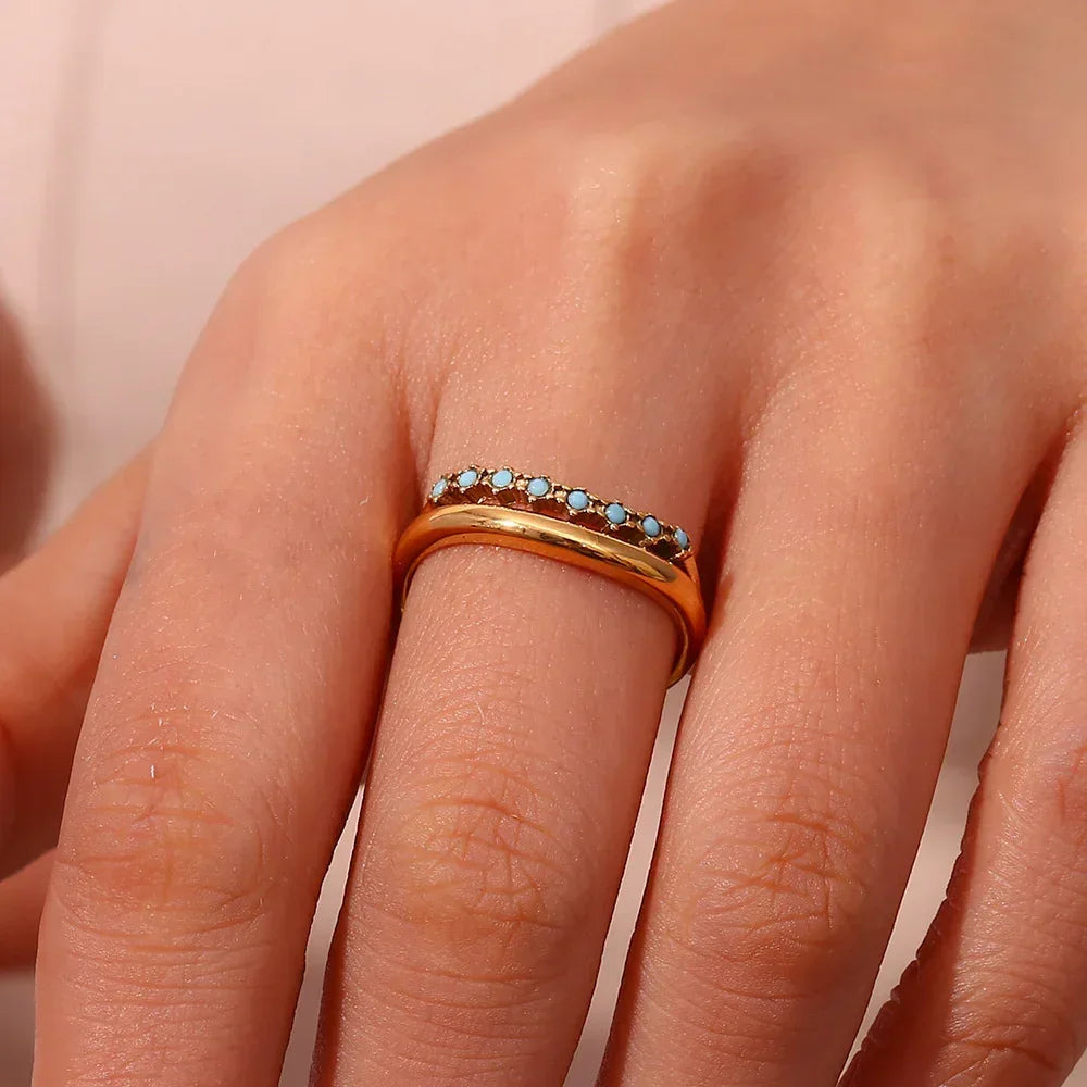 [AuraEcho]Adeline Diamond Simulant Gold Ring