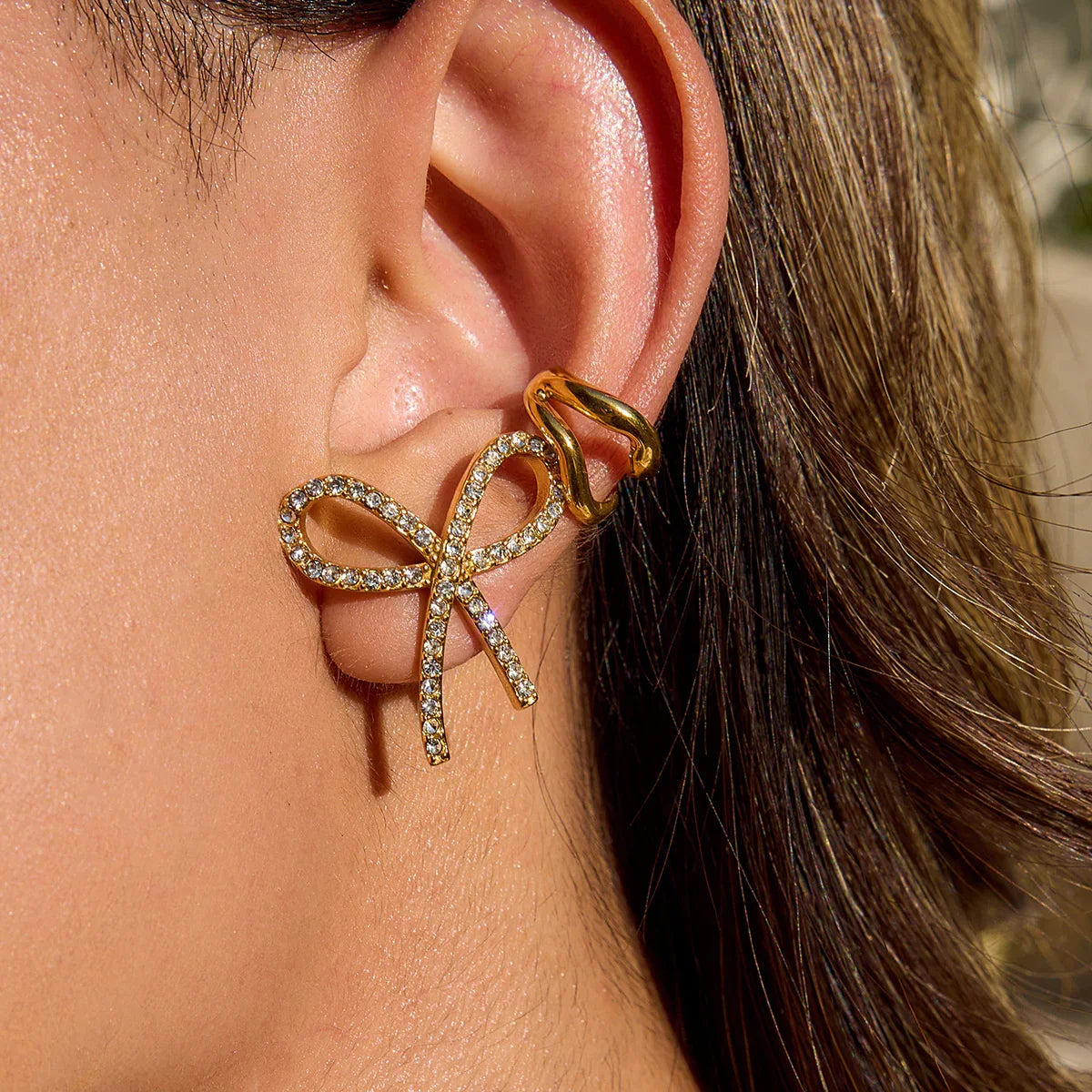 [AuraEcho]Dannah Diamond Bow Tie Earrings
