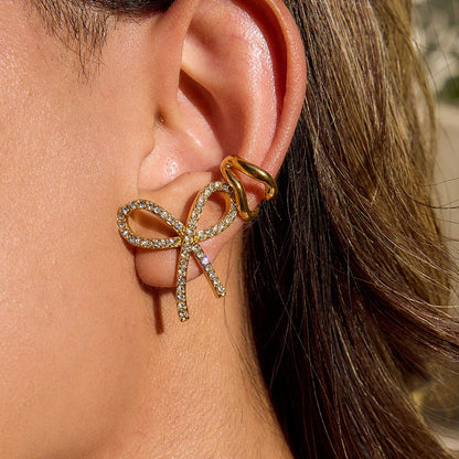 [AuraEcho]Dannah Diamond Bow Tie Earrings
