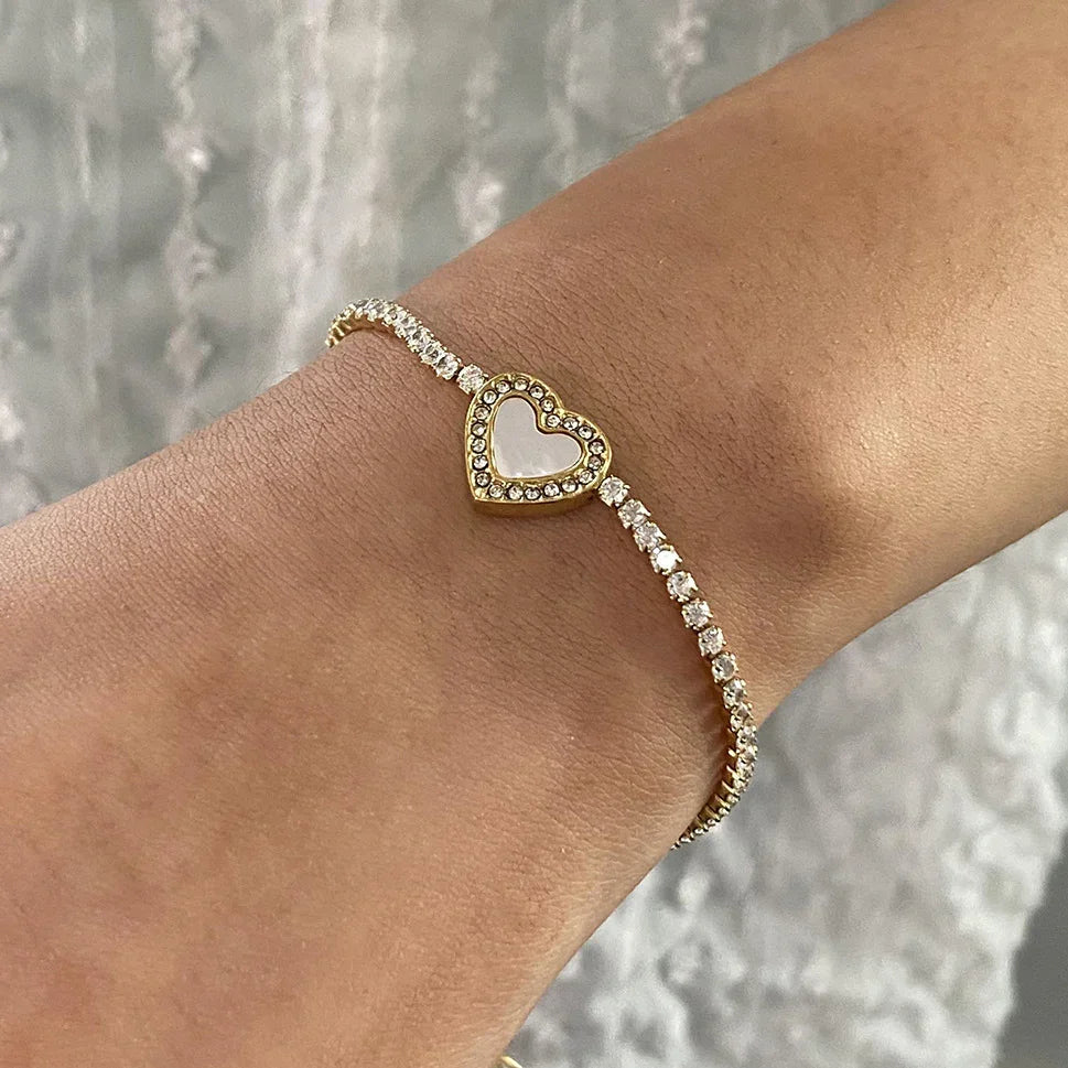 [AuraEcho]Cameron Diamond Heart Tennis Bracelet