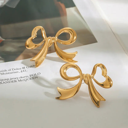 [AuraEcho]Carissa Gold Bowtie Earrings