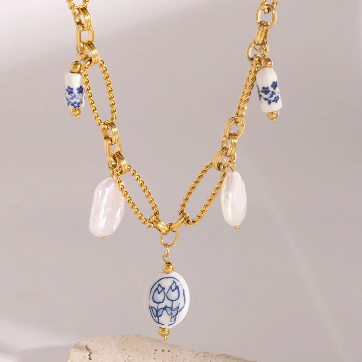 [AuraEcho]Cerulean Freshwater Pearl Necklace