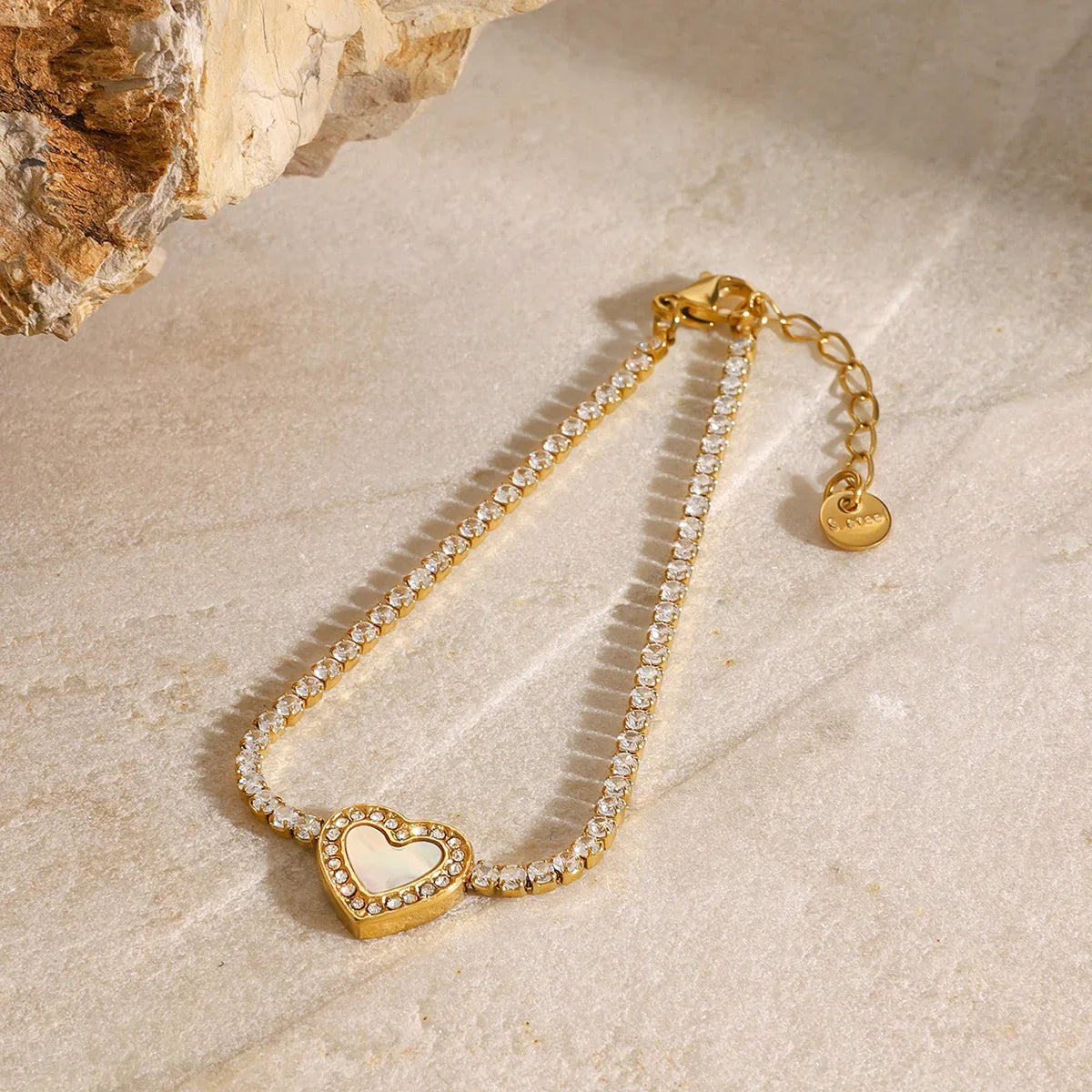 [AuraEcho]Cameron Diamond Heart Tennis Bracelet