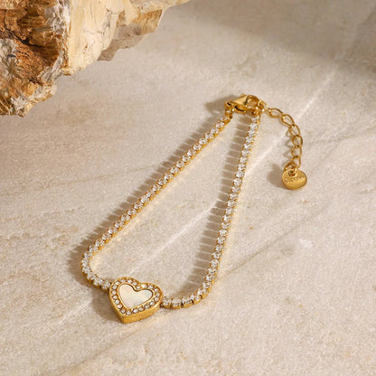 [AuraEcho]Cameron Diamond Heart Tennis Bracelet