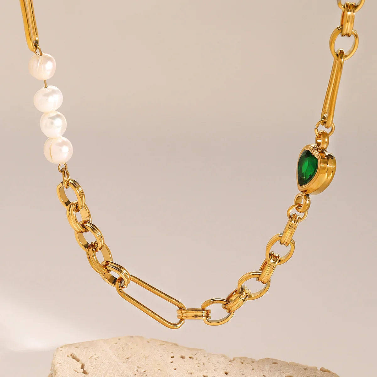 [AuraEcho]Maddison Pearl Chain Gold Necklace