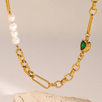 [AuraEcho]Maddison Pearl Chain Gold Necklace