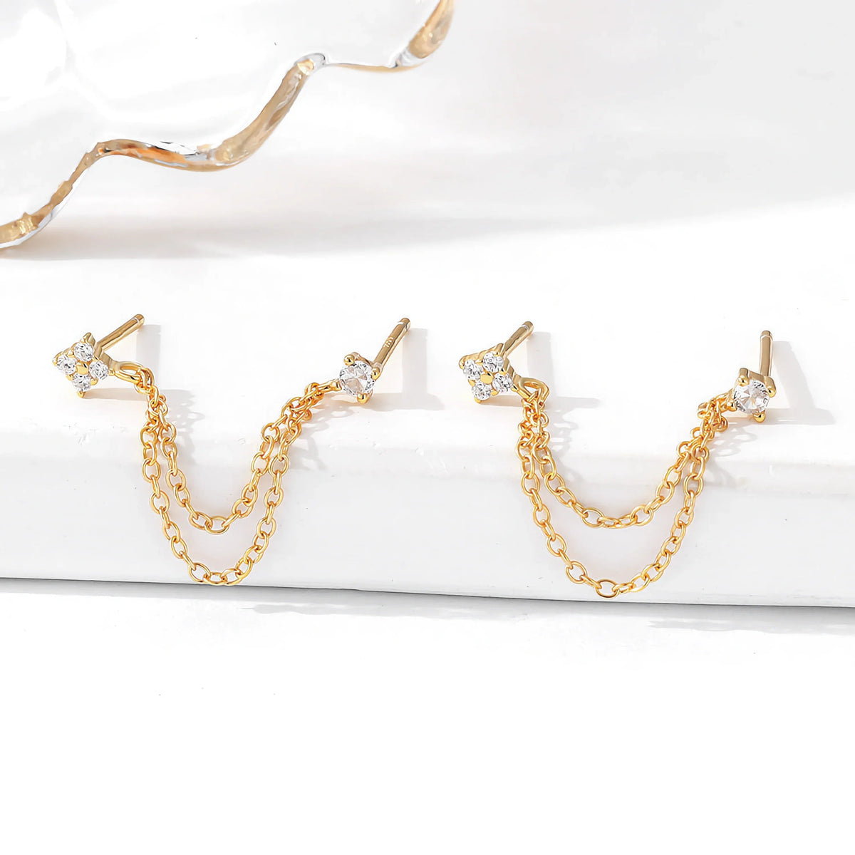 [AuraEcho]Kendall Diamond Chain Stud