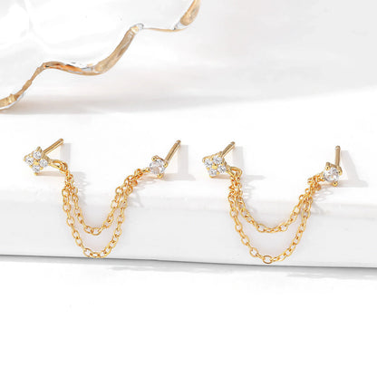 [AuraEcho]Kendall Diamond Chain Stud