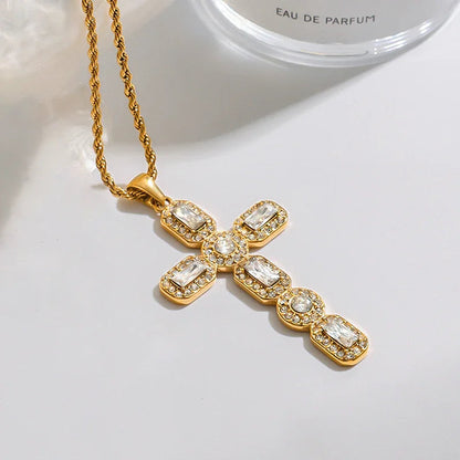 [AuraEcho]Evangelina Diamond Cross Necklace