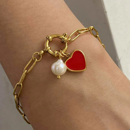 [AuraEcho]Nerissa Heart Chain Pearl Bracelet