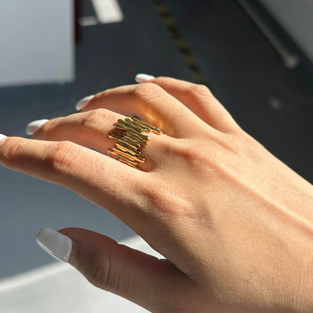 [AuraEcho]Zoella Abstract Gold Ring