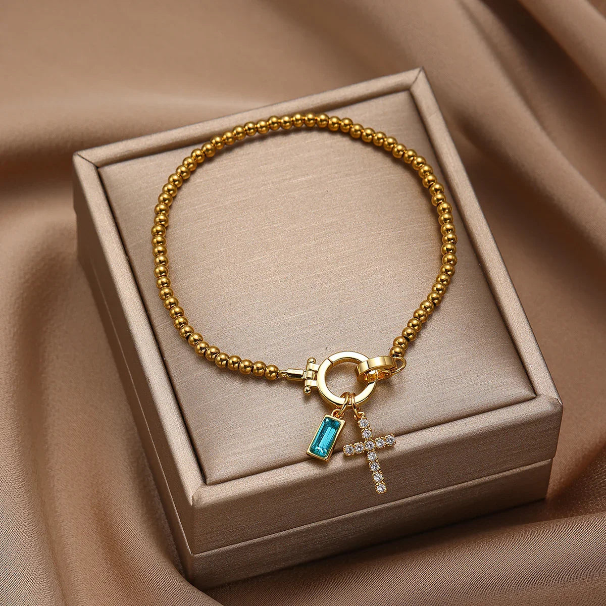 [AuraEcho]Amalia Birthstone Cross Bracelet