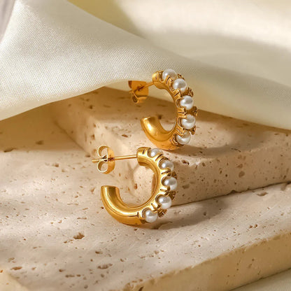 [AuraEcho]Irene Pearl Hoop Earrings