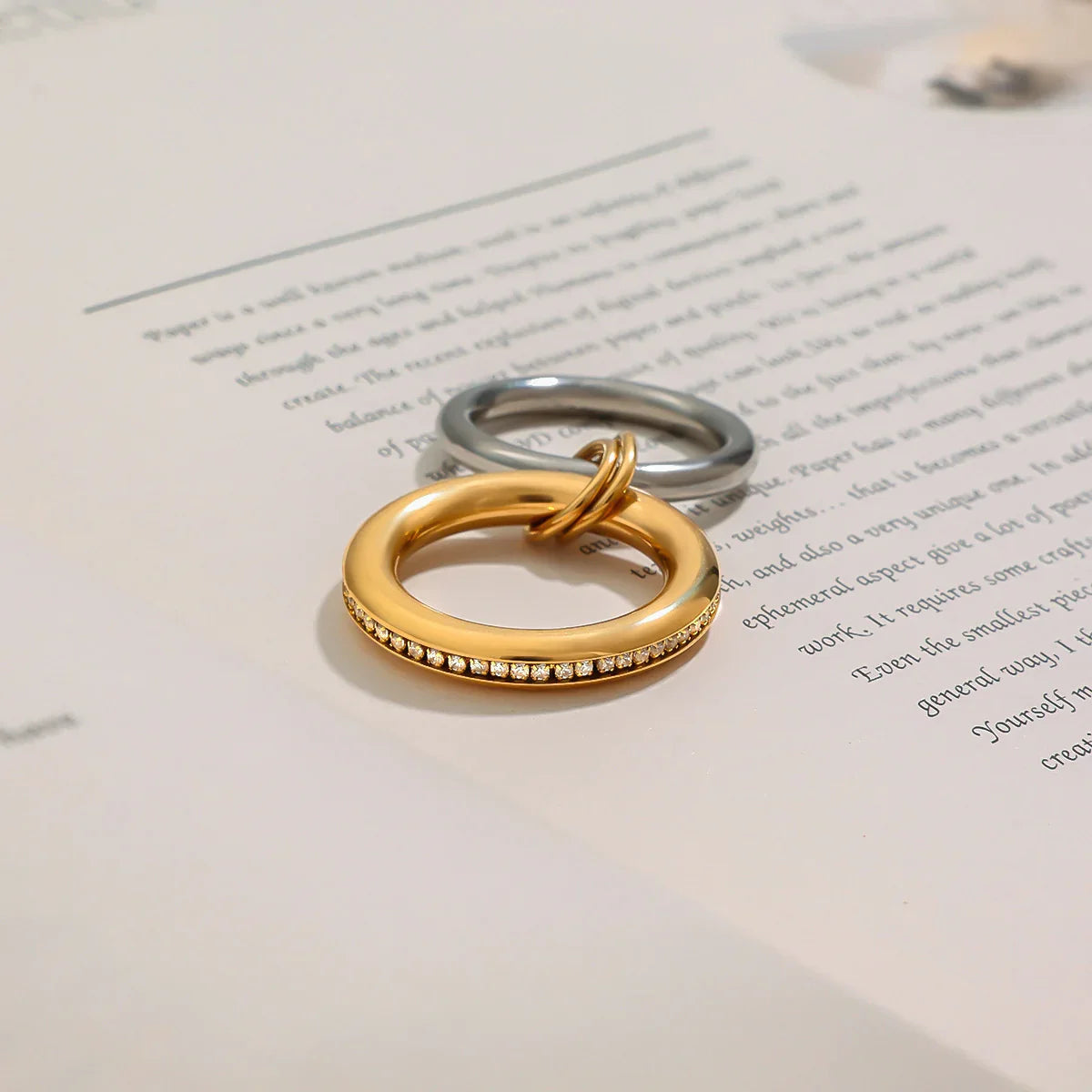 [AuraEcho]Claire Two Tone Ring Stack