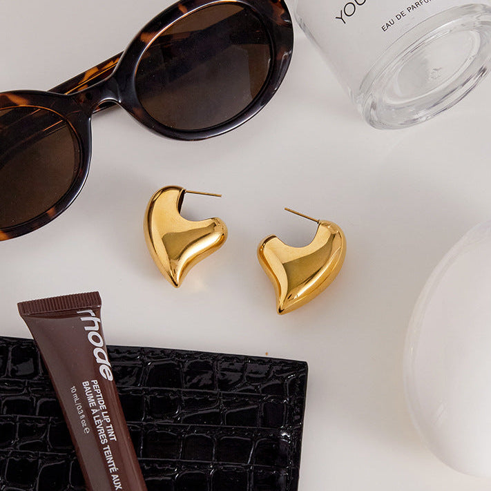 [AuraEcho]Aimee Chunky Heart Gold Earrings