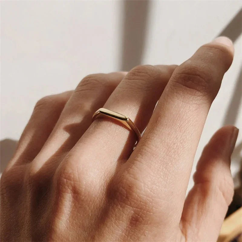 [AuraEcho]Sasha Geometric Gold Ring