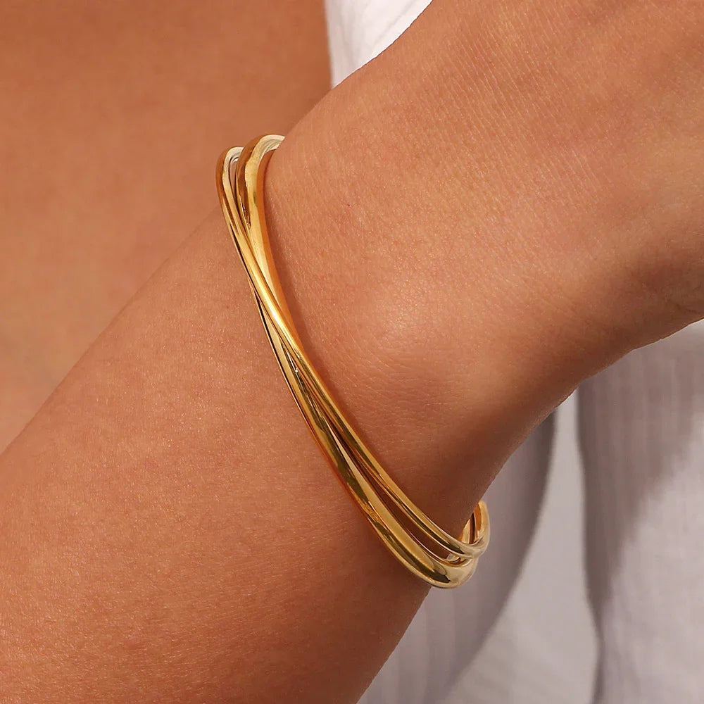 [AuraEcho]Rianne Layered Gold Bangle