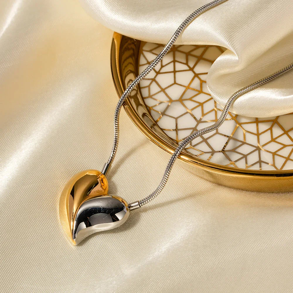 [AuraEcho]Dorothea Two Tone Heart Necklace
