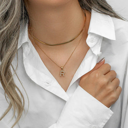 [AuraEcho]Fiona Layered Gold Initial Letter Necklace