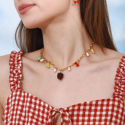[AuraEcho]Michelle Fruit Charm Gold Necklace