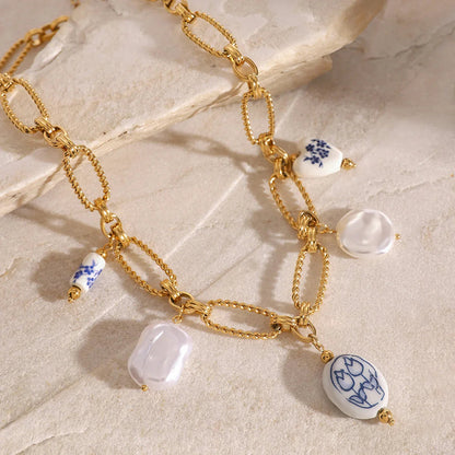 [AuraEcho]Cerulean Freshwater Pearl Necklace
