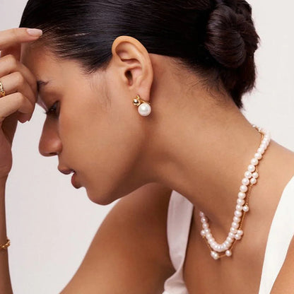[AuraEcho]Nautica Dome Pearl Earrings