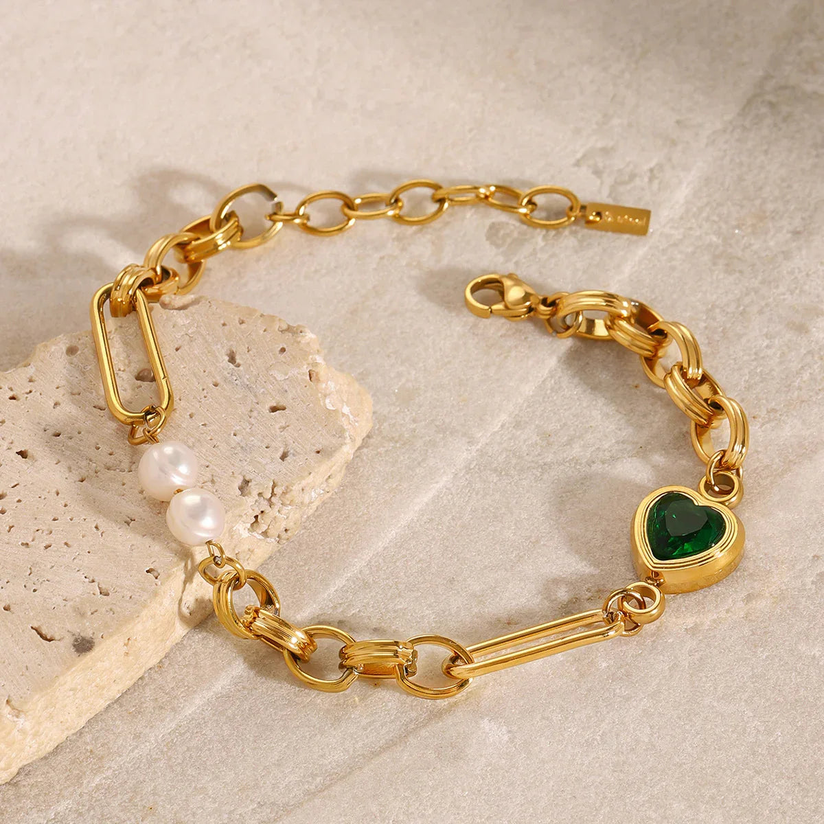 [AuraEcho]Maddison Pearl Chain Gold Bracelet