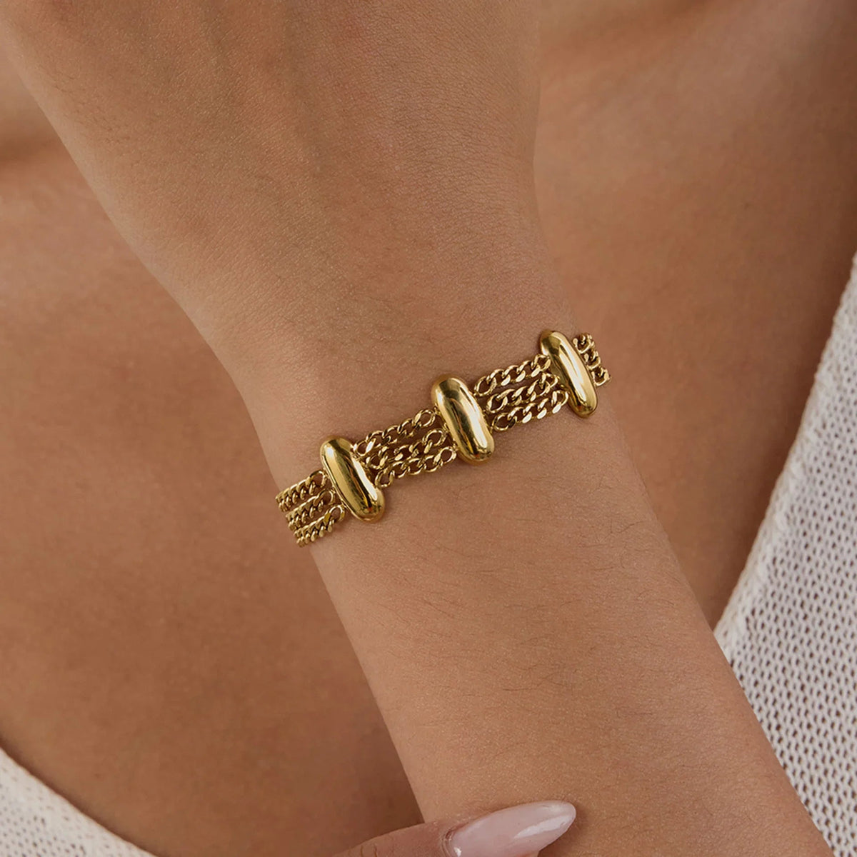 [AuraEcho]Kathleen Layered Chain Gold Bracelet