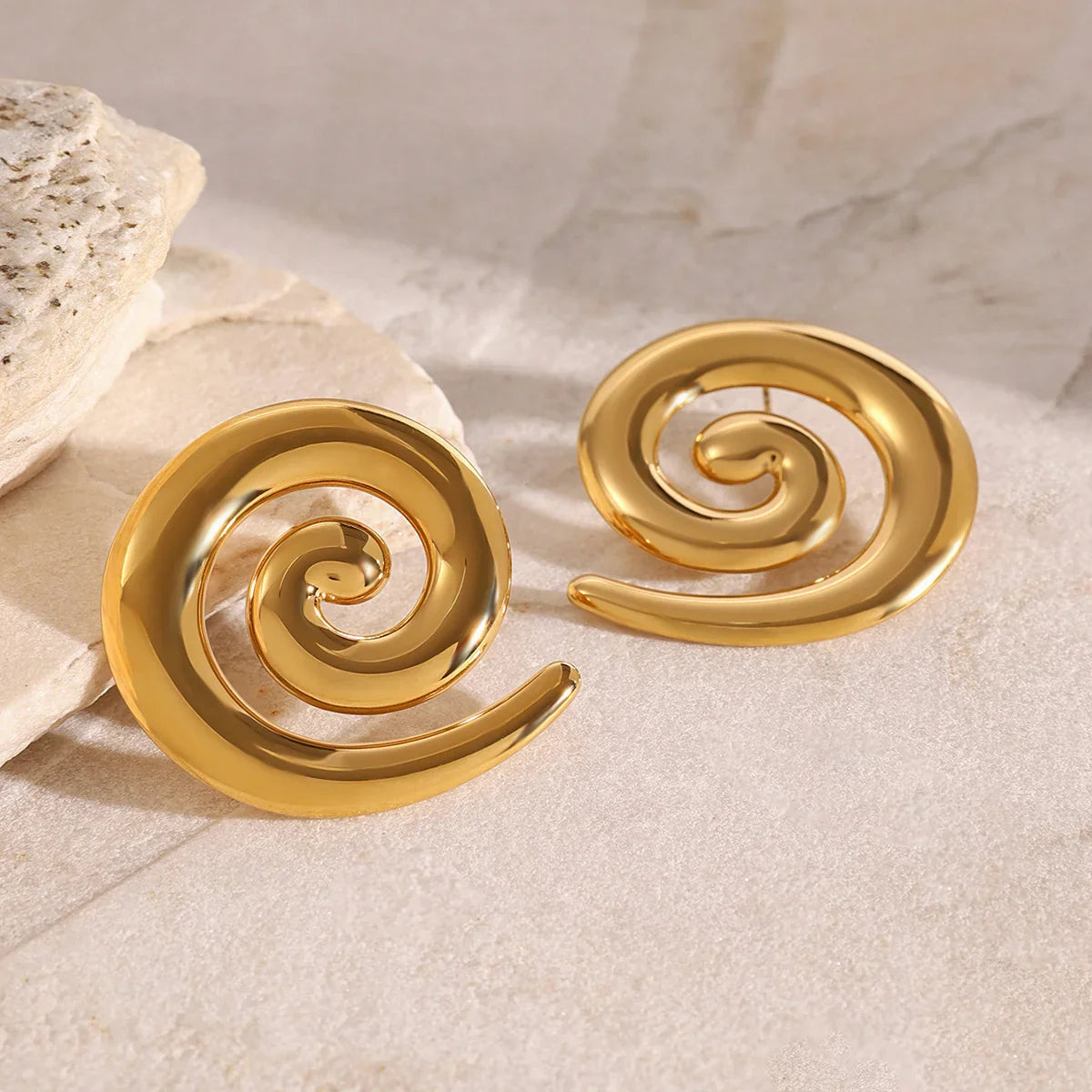 [AuraEcho]Zarya Spiral Gold Earrings