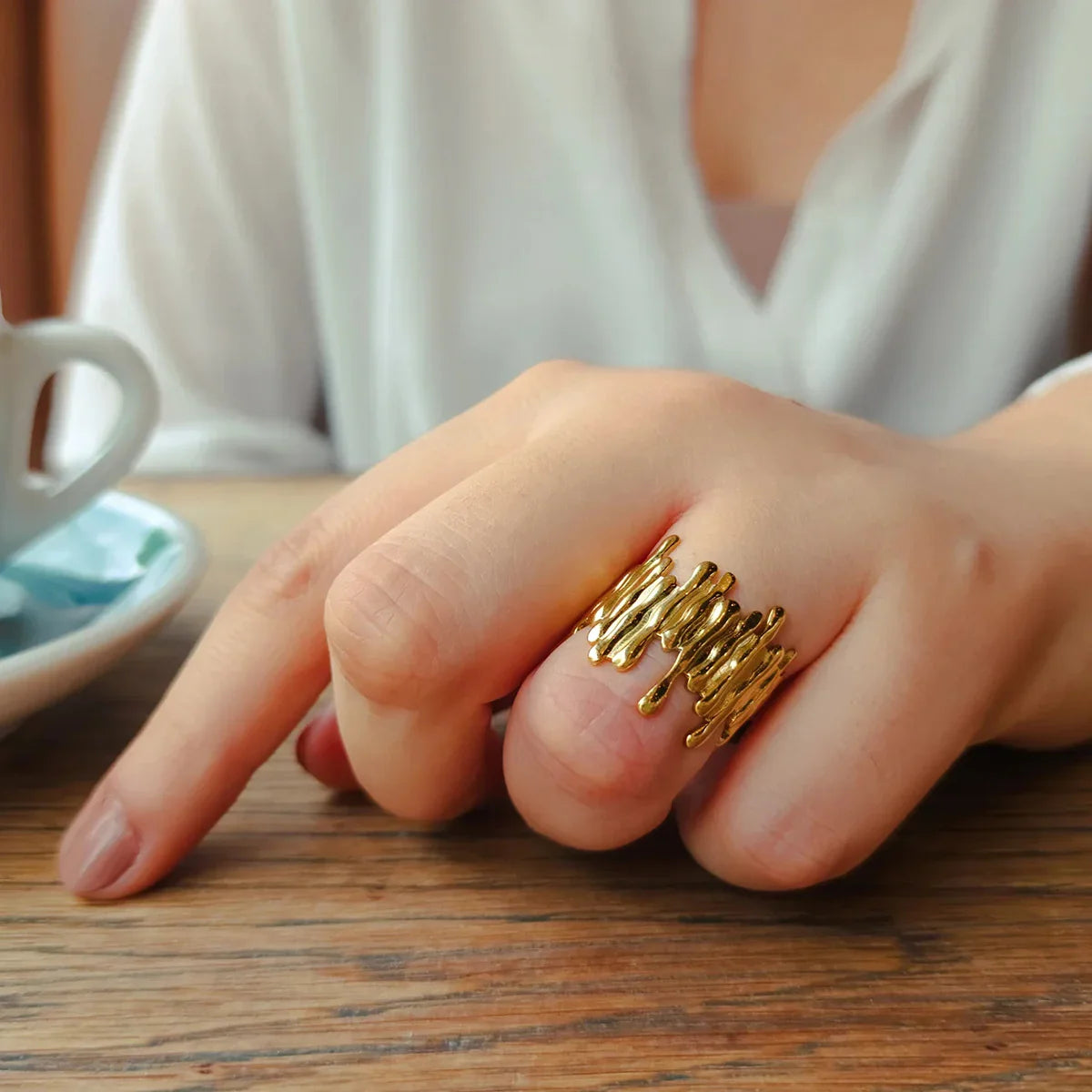 [AuraEcho]Zoella Abstract Gold Ring