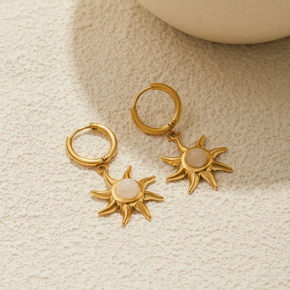 [AuraEcho]Helia Sun-shaped Moonstone Earrings